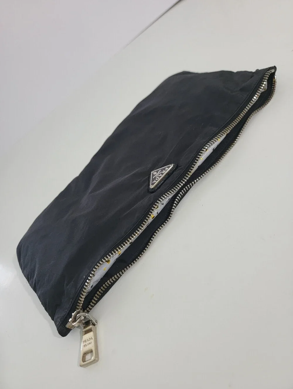 Prada Black Tessuto Nylon Zip Cosmetic Pouch